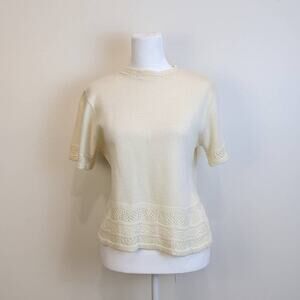 Vintage Anthony Richards Cream Short Sleeve Knit Top M